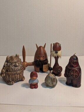 Danish Gnomes, Nutcracker, Viking 2 Face Ceramic Figure, Candle And Figurines.